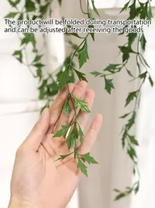 3 件装人造尖叶藤蔓，户外墙壁装饰绿植，家庭室内悬挂装饰，空调管道盖 - 綠色 - 查看 6