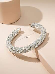 Pulsera abierta con diseño de diamante de imitación - Plateado - Ver 3