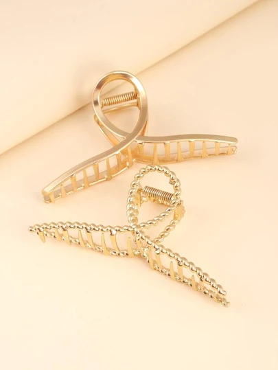 2 件装纯色发夹，适合女孩日常发型休闲爪夹发夹发夹发夹发夹接发夹，学校用品，学院秋冬发饰，适合女士度假装扮