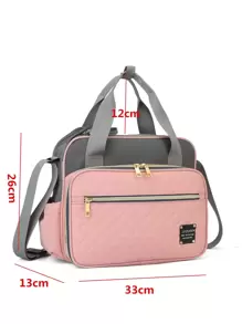 LEQUEEN 1入牛津布時尚媽媽袋，適合收納嬰兒用品，附手提、單肩和斜挎肩帶 - 粉色 - 查看 8