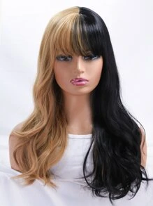 Peluca de Halloween Longitud 22 pulgadas cabello largo y rizado marrón / negro Nueva fiesta de vacaciones Peluca de niña PROM - Multicolor - Ver 7