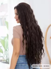 30-inch extra long body wave synthetic wig, women's wig, suitable for everyday use - Brown - View 5