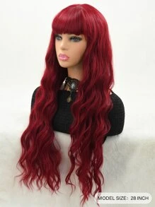 長款酒色劉海化纖假髮28寸女假髮