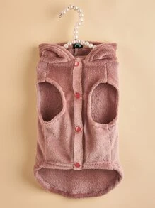 Pet Sleeveless Plush Hooded Vest In Macaron Colors - Brown - View 3