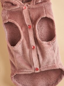 Pet Sleeveless Plush Hooded Vest In Macaron Colors - Brown - View 4