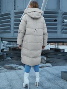 Áo khoác có mũ trùm đầu có dây rút Astrid Plus Size - Màu be - Xem 3