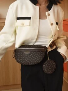 Bolso De Cintura Con Diseño Geométrico Y Monedero, Bolsa Para Mujer Con Monedero - Multicolor - Ver 5