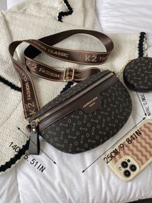 Bolso De Cintura Con Diseño Geométrico Y Monedero, Bolsa Para Mujer Con Monedero - Multicolor - Ver 8