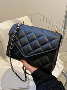 Wasserdicht, leicht, Business Casual, Mini Klappe, geometrisch gesteppte Kette, quadratische Tasche für Teenager, Mädchen, Frauen, Studenten/Schüler, perfekt für Büro, Hochschule, Arbeit, Geschäft, Pendeln, Für Angestellte