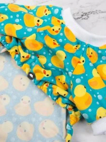 1件可爱小鸭狗狗睡衣，宠物睡衣连体衣外套，狗狗家居服 - 黃色 - 查看 5