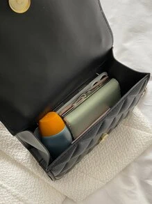 Wasserdicht, leicht, Business Casual, Mini Klappe, geometrisch gesteppte Kette, quadratische Tasche für Teenager, Mädchen, Frauen, Studenten/Schüler, perfekt für Büro, Hochschule, Arbeit, Geschäft, Pendeln, Für Angestellte