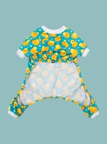 1件可爱小鸭狗狗睡衣，宠物睡衣连体衣外套，狗狗家居服 - 黃色 - 查看 6