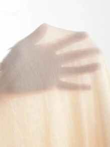 SHEIN Unity 2件套撞色蕾丝拼布罗纹长袖休闲百搭上衣套装 - 杏色 - 查看 7