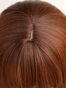 Peluca de cabello ondulado natural de 26 pulgadas con flequillo, diseño de cubo de cabello para niñas, hermosa y encantadora, adecuada para festivales, cosplay, fiestas, uso diario, Halloween, Navidad y otras ocasiones - Rojo - Ver 8