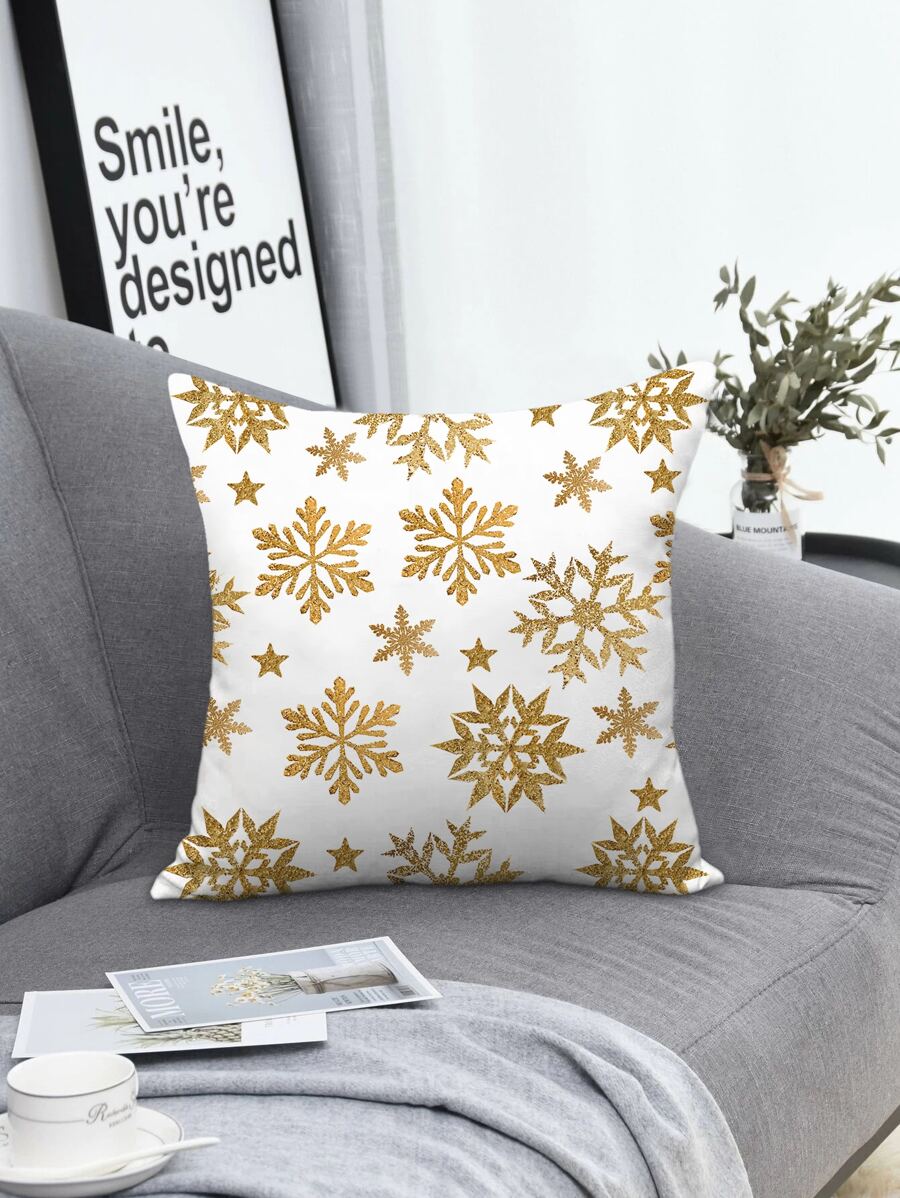 雪花圖案靠墊套不附帶墊芯 - 彩色 - 查看 1