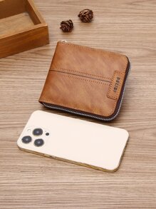 DE LI BI Hombres Monedero pequeño con estampado de letra - Marrón - Ver 3