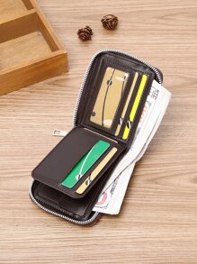 DE LI BI Hombres Monedero pequeño con estampado de letra - Marrón - Ver 4