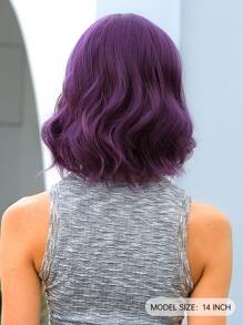 紫色短波波頭假髮適合女士短卷人造假髮帶劉海黑暗紫色角色扮演假髮 - 紫色 - 查看 5