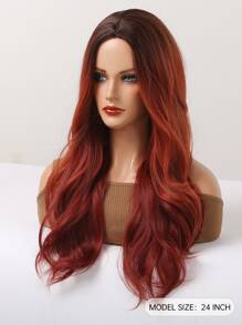 Tóc giả tổng hợp dài xoăn - Đỏ - Xem 3