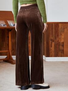 Muchica 腰部抽繩絲絨長褲 - 巧克力棕 - 查看 2