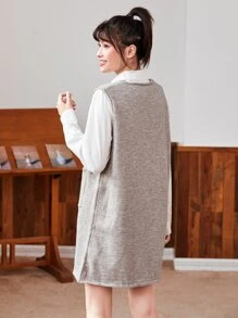 Lunelith SHEIN Lunessa Dual Pocket Sleeveless Sweater Dress Without Blouse