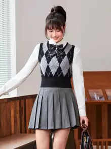 SHEIN x Carly Lawrence Airlisse Zip Back Pleated Skirt - Dark Grey - View 5