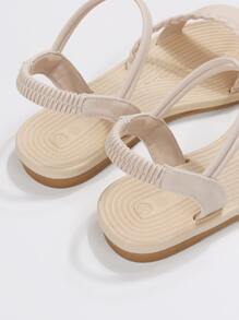 Women Beige Braided Detail Ankle Strap Sandals, Fashionable Open Toe Sandals For Vacation - Beige - View 6