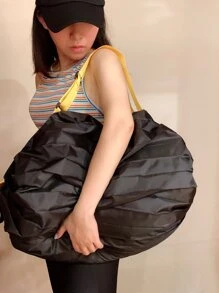 大容量輕便旅行包 可折疊行李袋 旅行健身房 戶外運動 行李包 過夜包 隨身包 手提包 健身包 工作學習用品 學校用品 返校學生手提包 週末包 度假手提包 商務度假 醫院男士和 女士 男女皆宜 - 黑色 - 查看 6