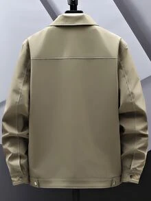 Manfinity Men 1pc Flap Pocket Topstitching Coat - Army Green - View 2