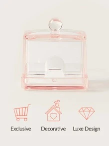 SHEIN BASIC LIVING 獨家棉花棒牙籤收納盒—節日禮物 - 粉色 - 查看 9