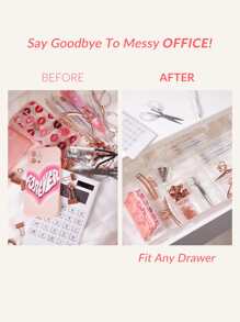 SHEIN Basic living 独家 1 件可堆叠书桌抽屉收纳托盘隔板适用于浴室梳妆台厨房办公室（未套装）房间装饰家居装饰秋季装饰卧室装饰 - 無色 - 查看 10