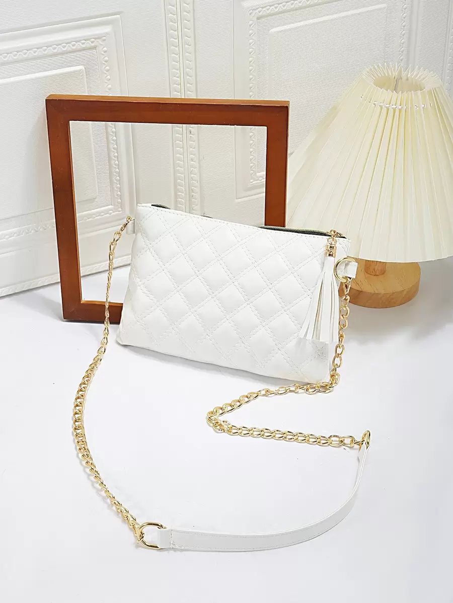 Túi máy ảnh thêu mới cho nữ, Túi điện thoại đeo chéo vuông nhỏ thời trang hợp thời trang, Thích hợp cho mùa xuân/hè/thu/đông phong cách Hàn Quốc - trắng - Xem 1