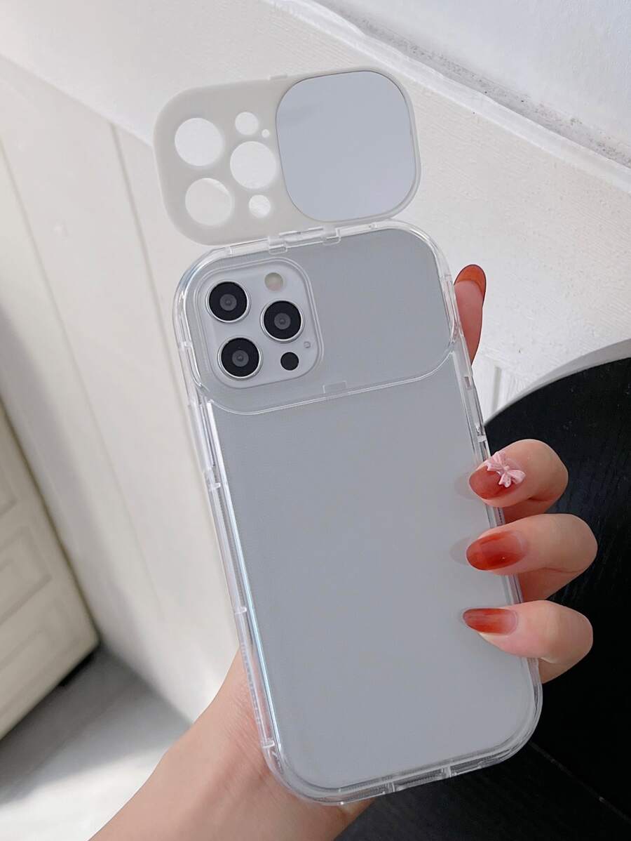 Vỏ điện thoại trong suốt có gương lật - trắng - Xem 1