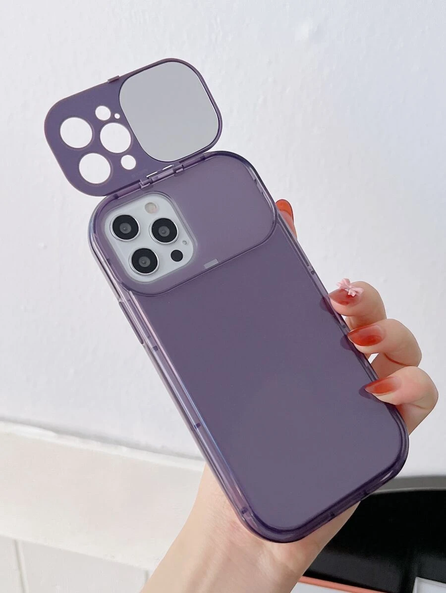 Vỏ điện thoại trong suốt có gương lật - Màu tím - Xem 1