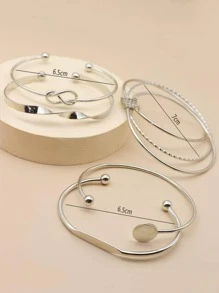 5pcs Twist Detail Knot Decor Bangle - Silver - View 4