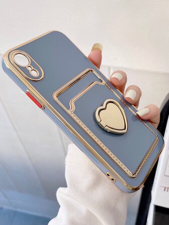 插卡槽手機殼帶心圓環支架