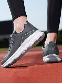 Men Letter Patch Decor Lace-up Front Running Shoes - Grey - View 5