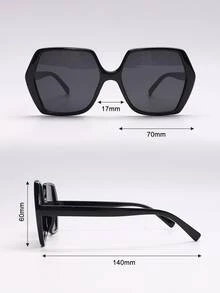 Geometric Frame Sunglasses - Black - View 5