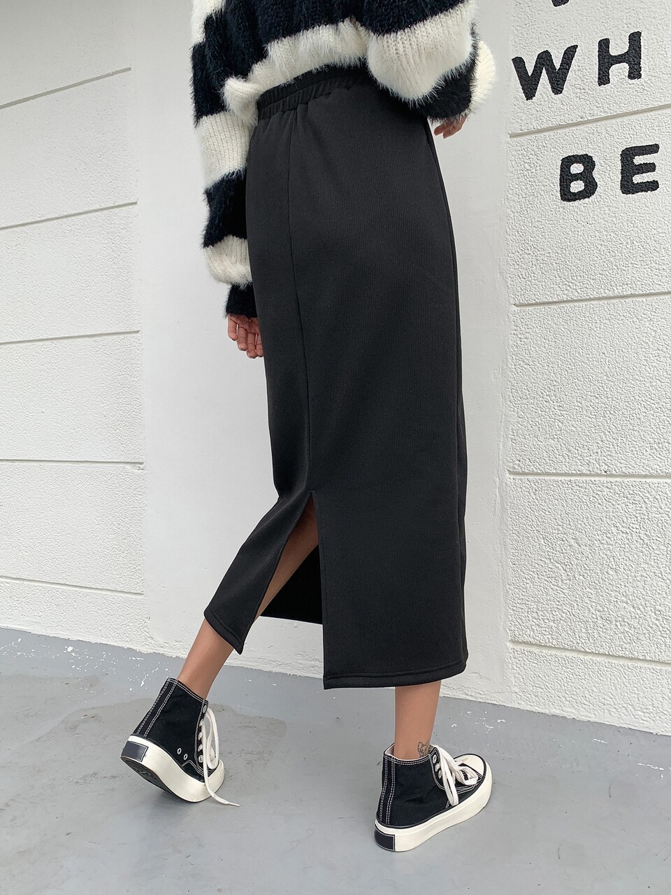 Solid Split Back Skirt,Pencil Skirt Fall,Winter