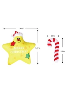 Christmas 2pcs Star & Candy Cane Design Pet Chew Toy - Multicolor - View 4