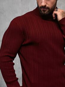 Manfinity Men Solid Turtleneck Jumper - Burgundy - View 6