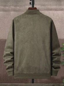 Manfinity Homme Men Zip Up Bomber Jacket Without Tee - Army Green - View 2
