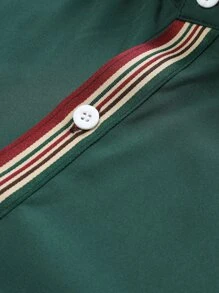 Manfinity Áo sơ mi Nam Nút phía trước Sọc Giải trí - Màu xanh lá cây đậm - Xem 3