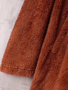 Manfinity Hombres Abrigo teddy de cuello con solapa con botón delantero - Óxido marrón - Ver 4