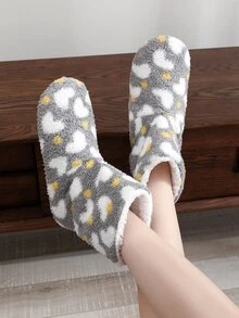 Polka Dot & Heart Pattern Fuzzy Slipper Boots - Multicolor - View 6