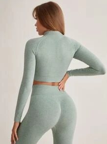 Seamless Zip Up Crop Sports Jacket