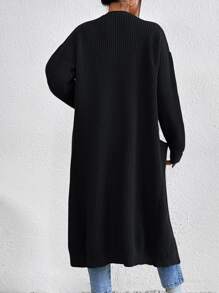 Chiquease Nữ Cardigans Túi màu trơn Giải trí - màu đen - Xem 2