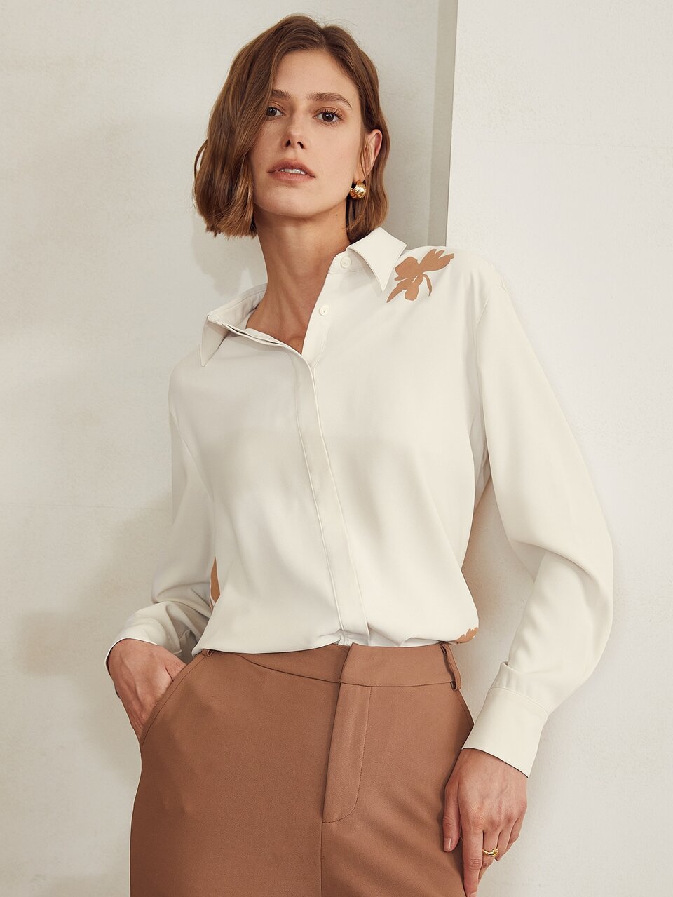 MOTF LEAF PRINTED LONGLINE SHIRT
