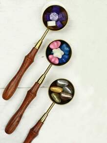 1入組木頭手柄蠟印章湯匙 - 彩色 - 查看 3