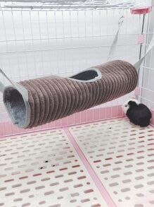 1pc Two Tone Tunnel Design Hamster Hammock - Coffee Brown - View 1